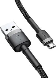 Кабель Baseus Cafule USB for MicroUSB 2.4A 1m grey black (CAMKLF-BG1) - мініатюра 3