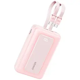Повербанк Anker 20000 mAh 45W Power Bank з вбудованими кабелями швидка зарядка PD наскрізна зарядка LED дисплей УМБ Рожевий