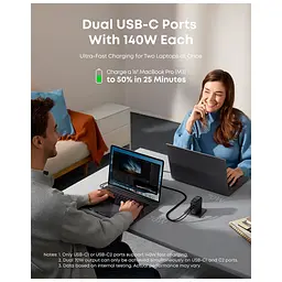 Зарядний пристрій Anker для ноутбука GaN 140 Вт 3xUSB-C PD 3.1 + USB-A + дисплей + кабель чорний (B2697GZ1) - мініатюра 4