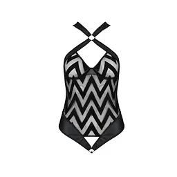 Сітчастий боді з халтером та ритмічним малюнком Hima Body black - Passion L/XL - мініатюра 3