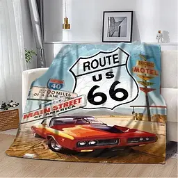 Плед плюшевий на подарунок 3D Route US 66 160х200 см 160 см 135 см