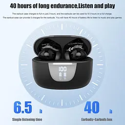 Бездротові навушники Bluetooth 5.3 TWS 40H час відтворення в навушниках із мікрофоном, глибокий бас, IPX5 - мініатюра 6