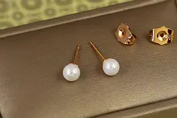 Сережки гвоздики Xuping Jewelry перли 5 мм золотисті