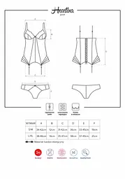 Корсет і стринги Obsessive Heartina S/M (чорний) - мініатюра 19