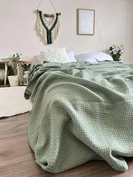 Покривало Zeintex Wheat бавовняне ментолове 230х300 см - мініатюра 4