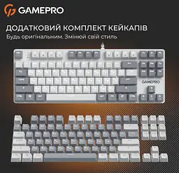 Механічна ігрова клавіатура GamePro MK-110-W USB Hot-Swap Outemu Red Switch White-Gray - мініатюра 6