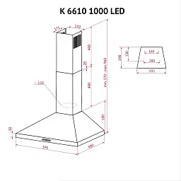 Витяжка купольна Perfelli K 6610 I 1000 LED - мініатюра 11