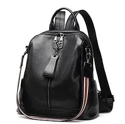 Шкіряний жіночий молодіжний рюкзак чорний на кожен день 94413 Tiding Bag