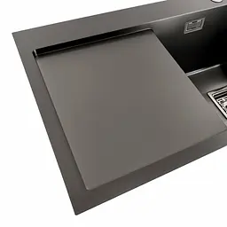 Кухонна мийка Platinum Handmade PVD 780x430x220 R чорна (квадратний сифон,3.0/1.0), Чорний - мініатюра 5