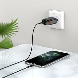 МЗП Hoco C86A Balance 2.4A (2USB-A) + кабель USB to MicroUSB Чорний - мініатюра 2
