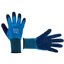 Рукавички робочі захисні Intertool нітрилова пориста 10" блакитна (в упаковці 3 шт.)