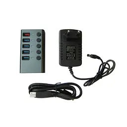 Концентратор Dynamode 5 ports USB3.0 to 4*USB3.0+2.4А Power Adapter 2.5A/12V (DM-UH-P405-G) - мініатюра 3