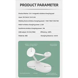 Зарядний пристрій бездротови 3in1 Magnetic wireless charger JYD-WC126 5-15W білий - мініатюра 3