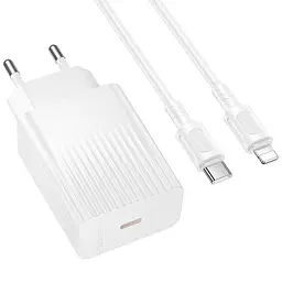 МЗП Borofone BAS73A Source PD20W (1USB-C) + кабель Type-C to Lightning White - мініатюра 2