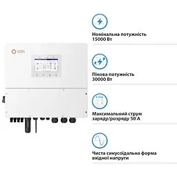 Гібридний трифазний інвертор 20kW Solis S6-EH3P20K-H 120-800V WiFi HV-battery 4 MPPT (42-00193) - мініатюра 2