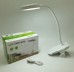 LED-лампа 4 W сенсорна світлодіодна гнучка 28 см настільна на прищіпці акумуляторна 1200 мА UKC 2208 біла