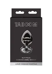 Анальна металева пробка M із чорним каменем Butt Plug With Diamond Jewel Taboom - мініатюра 7