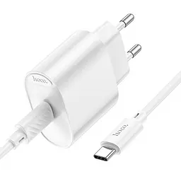 МЗП Hoco C109A Fighter PD20W (1USB-C) + кабель Type-C to Type-C White - мініатюра 2
