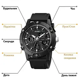 Чоловічий наручний класичний годинник Skmei 1757 Чорний - мініатюра 8