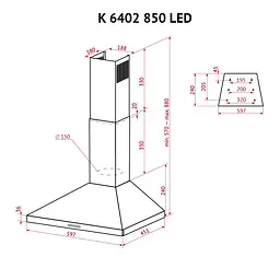 Витяжка купольна PERFELLI K 6402 BL 850 LED - мініатюра 11