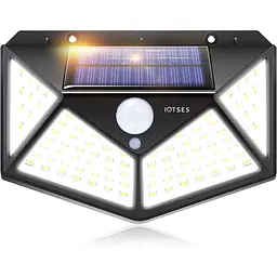 IOTSES Сонячні ліхтарі безпеки на відкритому повітрі, оновлені 270° Ширококутні сонячні світильники з датчиком руху PIR