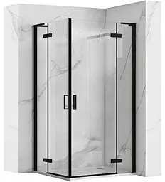 Душова кабіна Rea Hugo 90x90 black підвійна REA-K6601, Чорний матовий, Універсальна, прозрачний, Чорний матовий