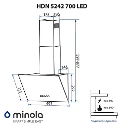 Витяжка декоративна похила Minola HDN 5242 BL 700 LED - мініатюра 12