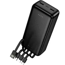 Зовнішній акумулятор HOCO J163B Wonderful power bank with 4 cables(30000mAh) Black (6942007664615)