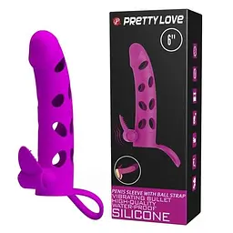 Насадка на пеніс Pretty Love Vibrating Penis Sleeve 15.2 см рожевий - мініатюра 5