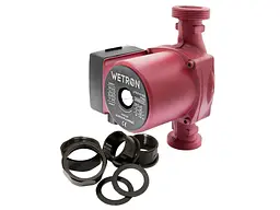 Циркуляційний насос Wetron 75 Вт Hmax 4 м Qmax 40 л/хв Ø1½ 180 мм + гайки Ø1 бордо (774212)