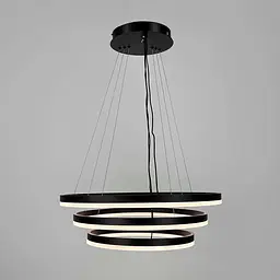 LED люстра на три кільця у чорному каркасі 60+50+40 см | Line F | Арт. G68-600+500+400 BK - мініатюра 2