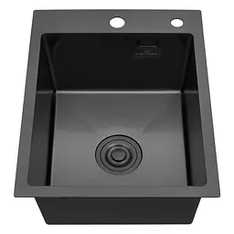Кухонна мийка Kroner KRP PVD Schwarze - 4050HM (3,0/1,0 мм) (CV035374) - мініатюра 2