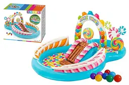 Дитячий ігровий надувний центр з басейном Карамель Intex Candy Zone Play Center 57149 розмір 295x191x130 см