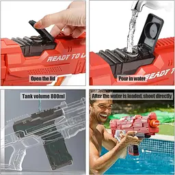 Водяний пістолет дитячий Combat Water Gun з автоматичним набором води для літніх ігор - мініатюра 2