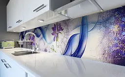 Кухонний фартух Абстрактний вініловий едельвейс для кухні 65х250 см Абстракція Синій Happy Pocket Z184001 - мініатюра 5