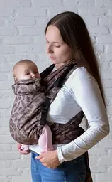 Май-слінг жаккардовий від народження до 36 місяців Coolbabka Шоколадний Feathers - мініатюра 2