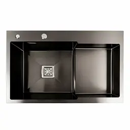 Кухонна мийка 78x50С L PVD чорна Platinum Handmade (поглиблена полиця, 3.0/1.0 мм), Чорний - мініатюра 3