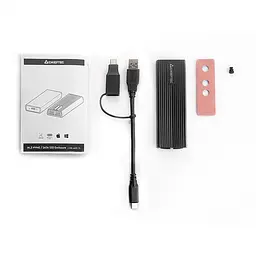 Корпус для M.2 NVME/SATA SSD CHIEFTEC CEB-M2C-TL, aluminium,USB 3.2 Gen2 Type-C, Black, RETAIL - мініатюра 5