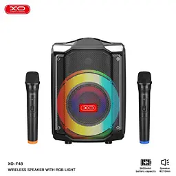 Портативна акустика XO F48 Dual Wheat 8" Phantom RGB Bluetooth Speaker караоке 40W бездротова - мініатюра 5