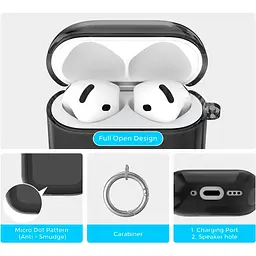 Чохол AhaStyle Transparent TPU Silicone Case для AirPods 4 Black [133819] - мініатюра 2