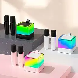Портативна Bluetooth колонка K18 з LED-підсвічуванням 2 мікрофони рожевий - мініатюра 2
