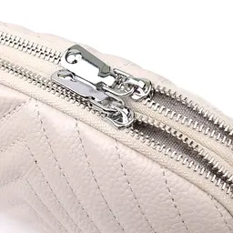 Модна сумка прошита трикутниками з натуральної шкіри Vintage 22910 біла - мініатюра 5