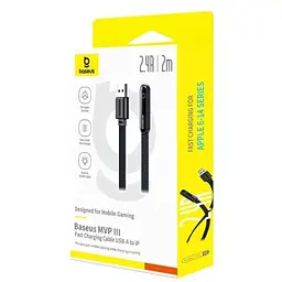 USB кабель Baseus MVP 3 USB to Lightning 2.4A 2m чорний P10382503121-01 - мініатюра 2