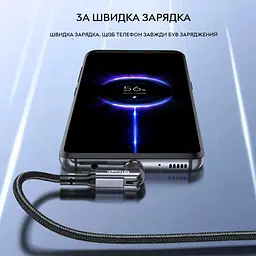 Кабель магнітний із швидкою зарядкою Elough 7 Contact 3 A 0.5 м круглий конектор, Red 3 в 1 Micro USB/Lightining/Type C, обертання на 540° - мініатюра 3