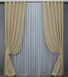 Комплект штор VR-Textil Midnight блекаут 2 шт 150x290 см кремовий (1222ш) - мініатюра 2