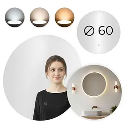 Кругле настінне дзеркало ModernHome з LED-підсвіткою 60 см. - мініатюра 2