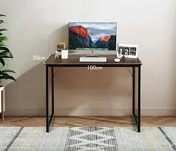 Письмовий стіл Costway Homart із сталевим каркасом коричневий - мініатюра 7