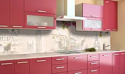 Вініловий кухонний фартух Весна у Парижі наклейка для кухні Ейфелева вежа Місто Бежевий Happy Pocket Z181521 - мініатюра 3