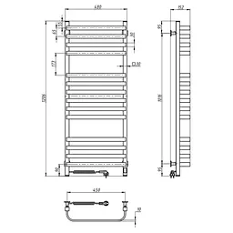 Електрична рушникосушка Navin Stugna 480x1200 Sensor ліва чорний муар 12-028153-3680, Чорний матовий, Ліве, Електронний - мініатюра 7