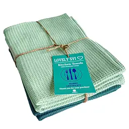 Набір кухонних вафельних рушників Lovely Svi 4 шт: 45 x 65 см, 100% бавовна Мікс темно та світло Зелених